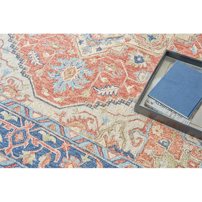 Richmond Serapi Hand-Tufted New Zealand Wool Red/Blue 9'x12' Area Rug