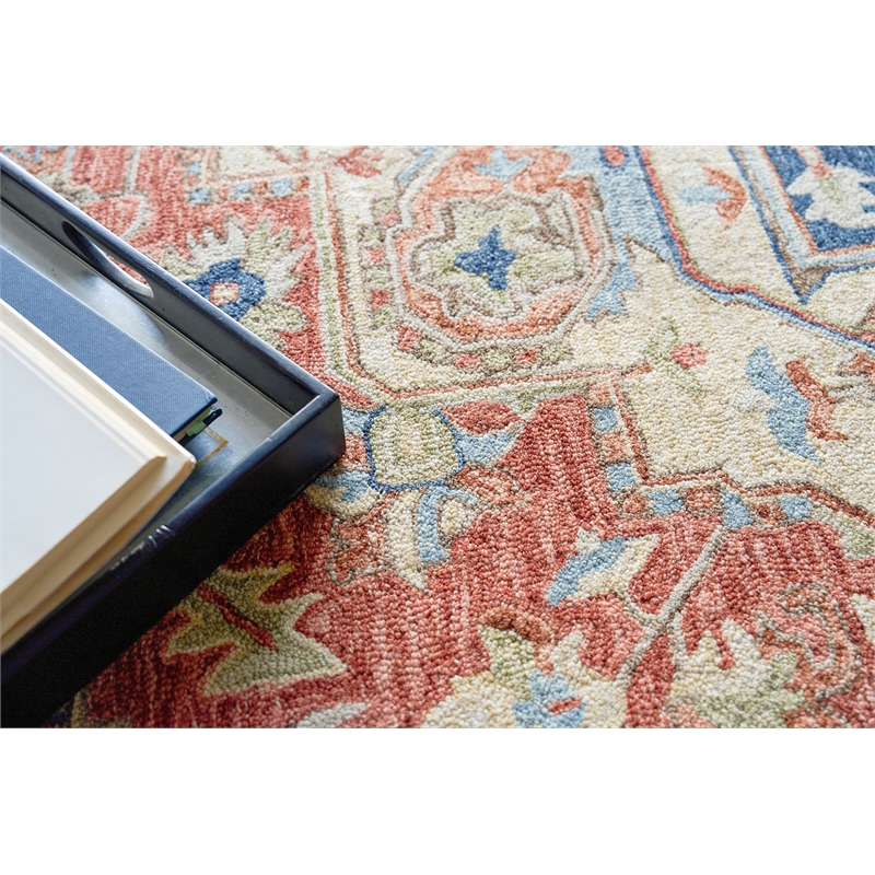 Richmond Serapi Hand-Tufted New Zealand Wool Red/Blue 9'x12' Area Rug