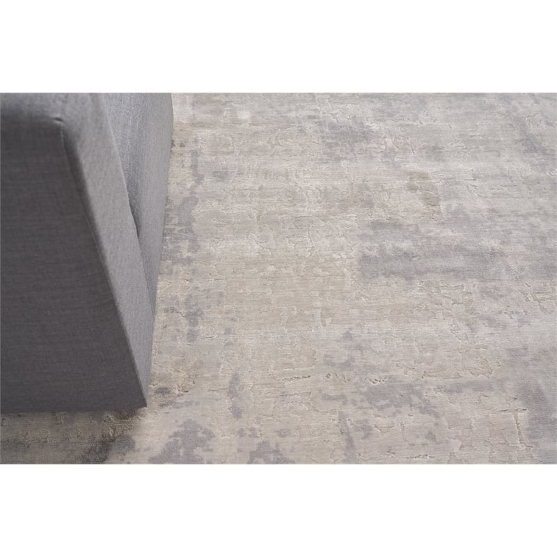 Roset Handloomed Bamboo Silk Silver/Gray 9'x12' Area Rug