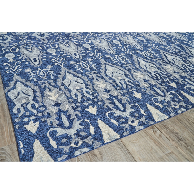 Sarasota Hand-Tufted New Zealand Wool Navy/Gray 12'x15' Area Rug