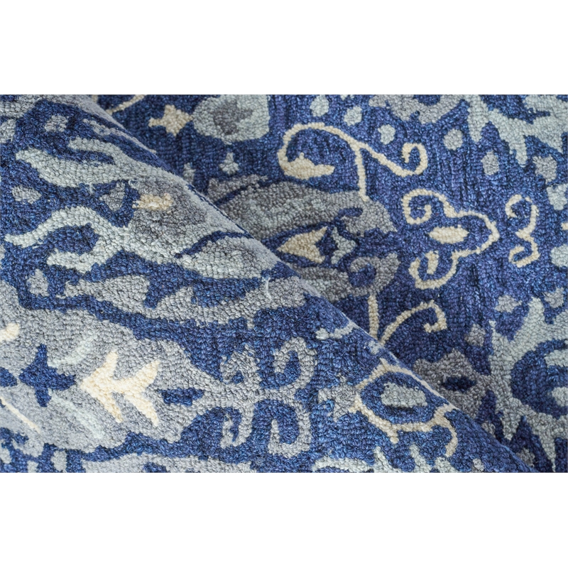 Sarasota Hand-Tufted New Zealand Wool Navy/Gray 12'x15' Area Rug