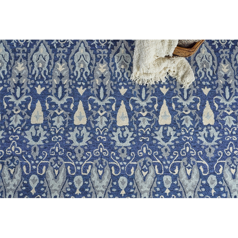 Sarasota Hand-Tufted New Zealand Wool Navy/Gray 12'x15' Area Rug