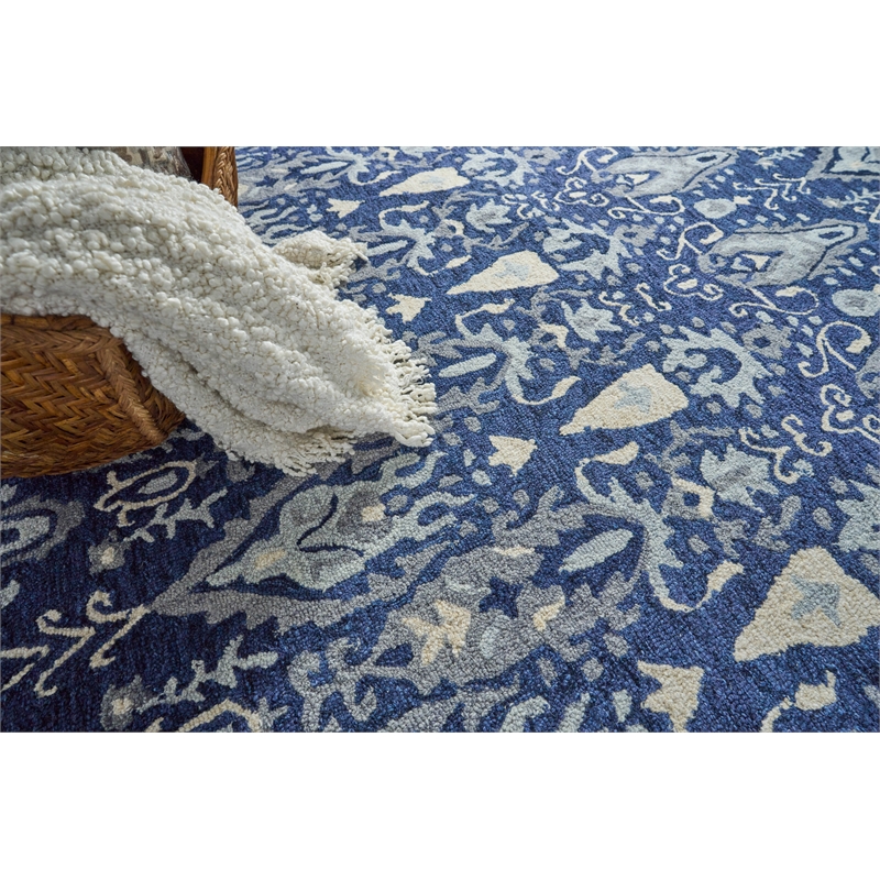 Sarasota Hand-Tufted New Zealand Wool Navy/Gray 12'x15' Area Rug