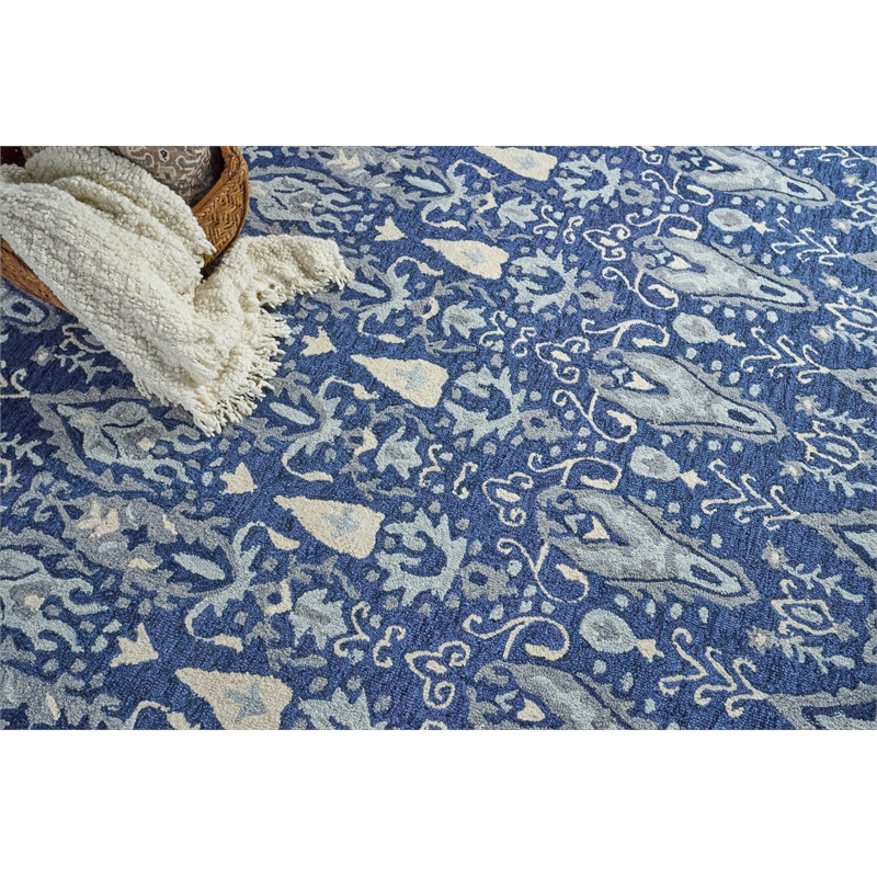 Sarasota Hand-Tufted New Zealand Wool Navy/Gray 14'x18' Area Rug