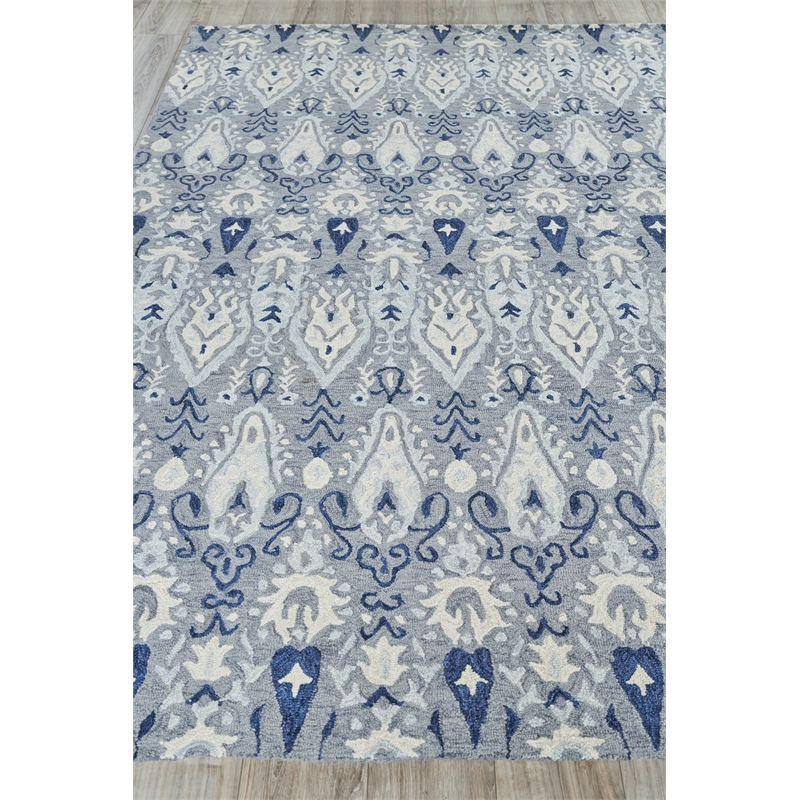 Sarasota Hand-Tufted New Zealand Wool Gray/Light Blue 5'x8' Area Rug