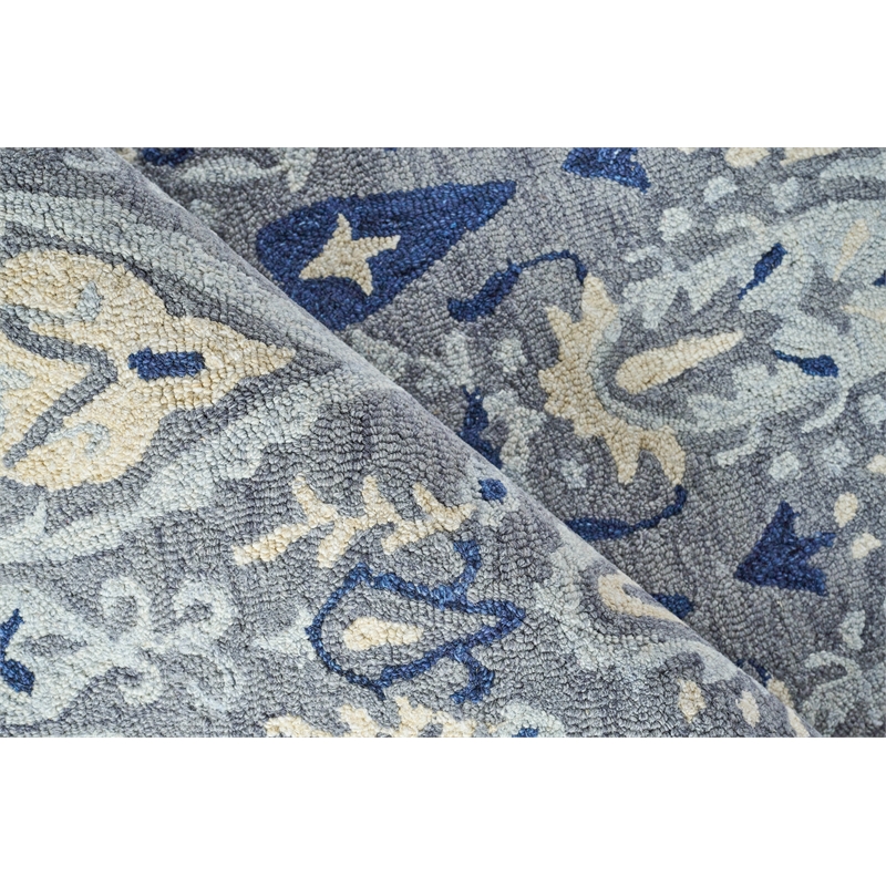 Sarasota Hand-Tufted New Zealand Wool Gray/Light Blue 5'x8' Area Rug