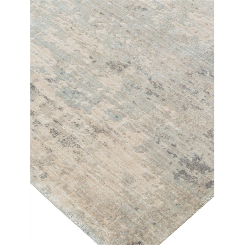 Roset Handloomed Bamboo Silk Beige/Blue 10'x14' Area Rug