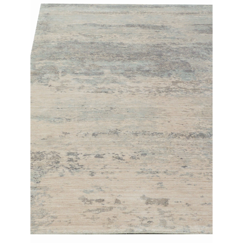 Roset Handloomed Bamboo Silk Beige/Blue 10'x14' Area Rug