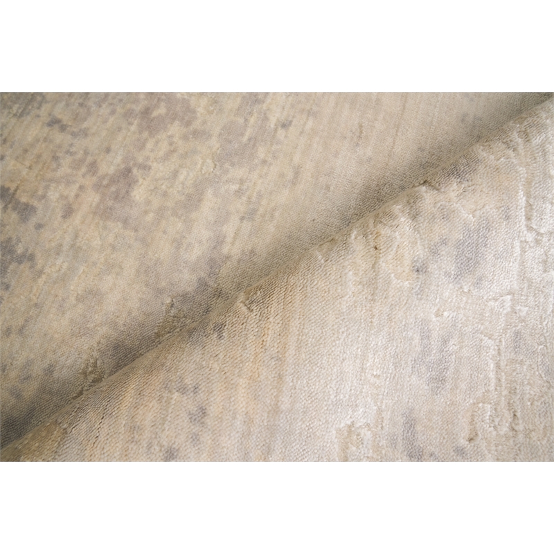 Roset Handloomed Bamboo Silk Beige/Blue 10'x14' Area Rug