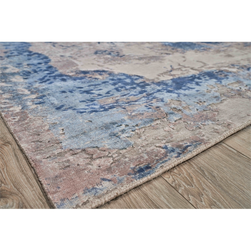Roset Handloomed Bamboo Silk Silver/Blue 5'6