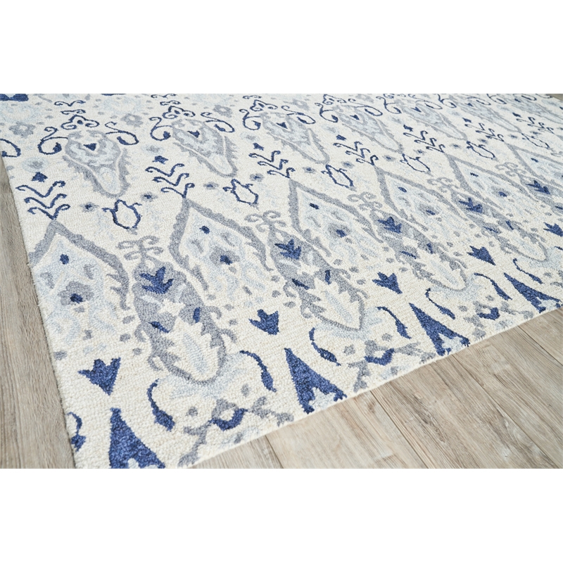 Sarasota Hand-Tufted New Zealand Wool Ivory/Gray 5'x8' Area Rug