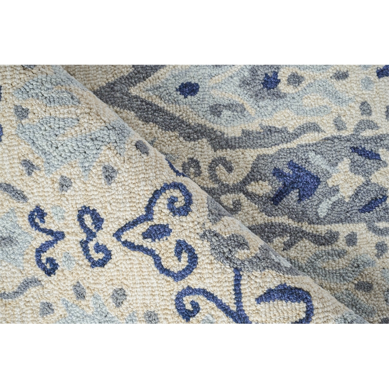 Sarasota Hand-Tufted New Zealand Wool Ivory/Gray 5'x8' Area Rug