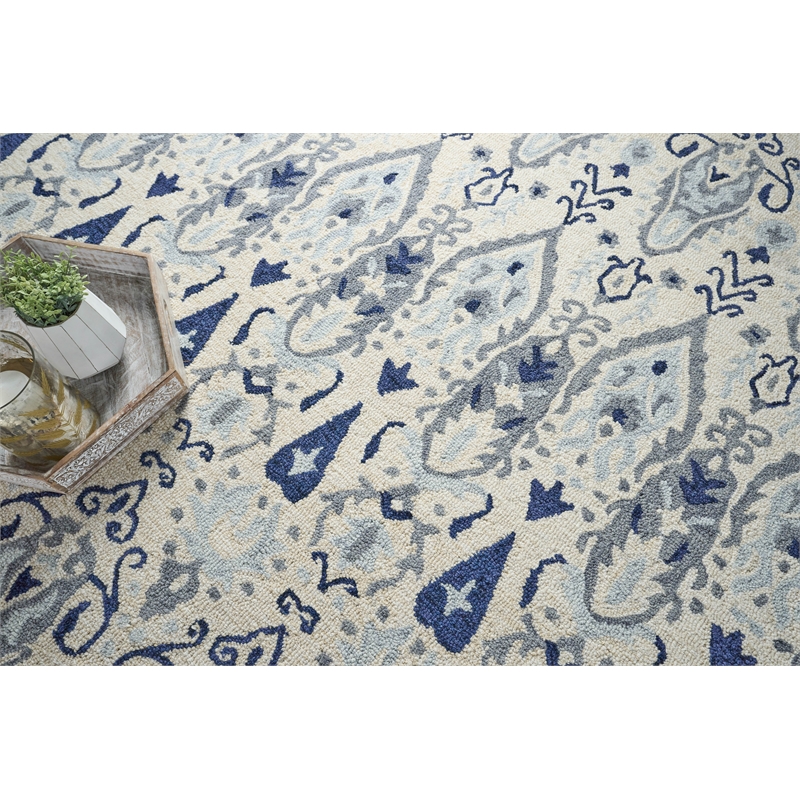 Sarasota Hand-Tufted New Zealand Wool Ivory/Gray 8'x10' Area Rug