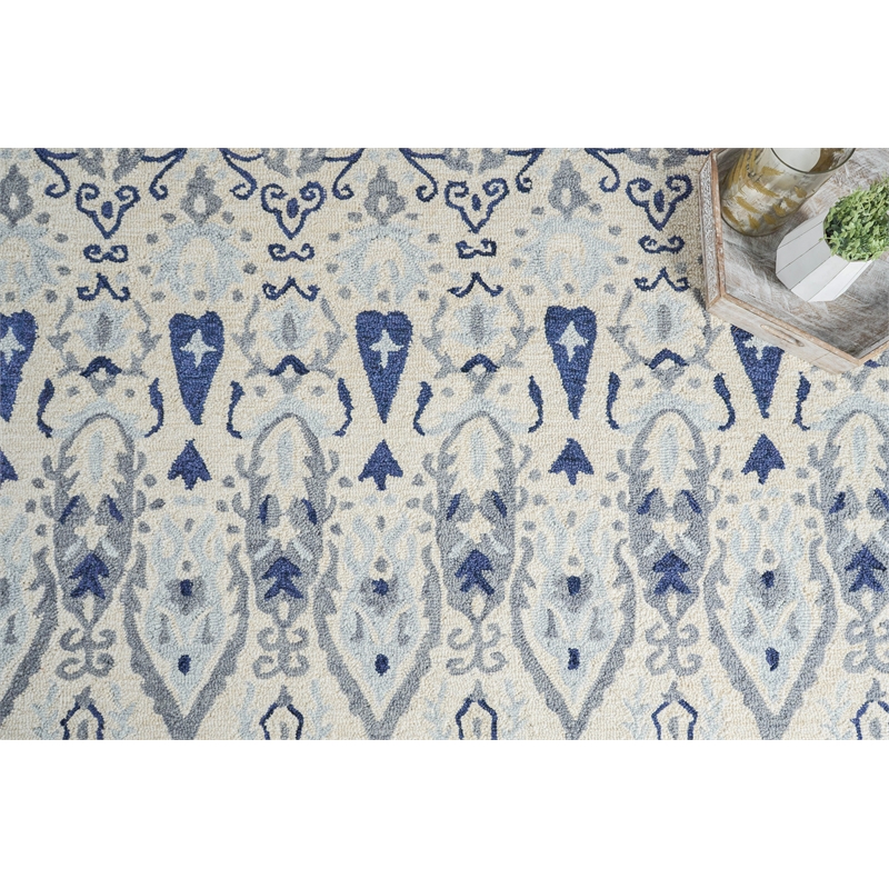Sarasota Hand-Tufted New Zealand Wool Ivory/Gray 8'x10' Area Rug