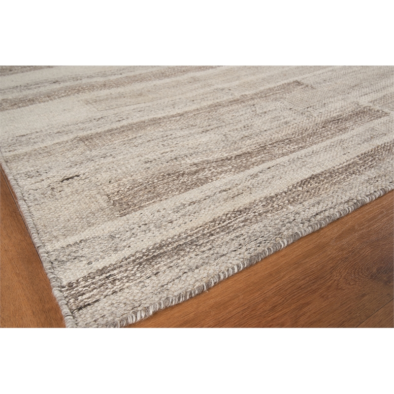 Scandinavian Handloomed New Zealand Wool Gray/Ivory 5'x8' Area Rug
