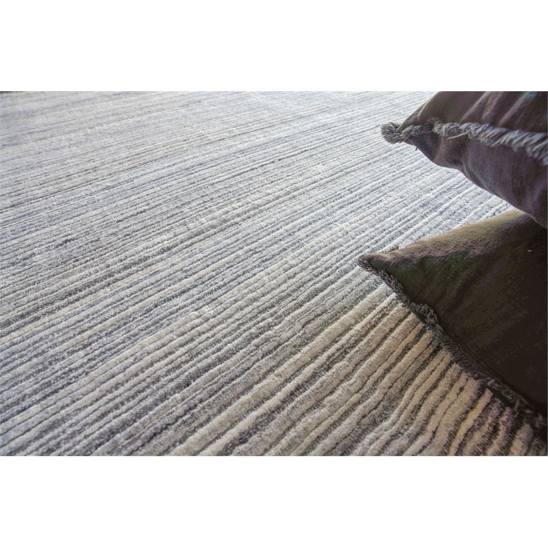 Rossini Handloomed Nylon/Pet Yarn Gray/Light Gray 12'x12' Square Area Rug
