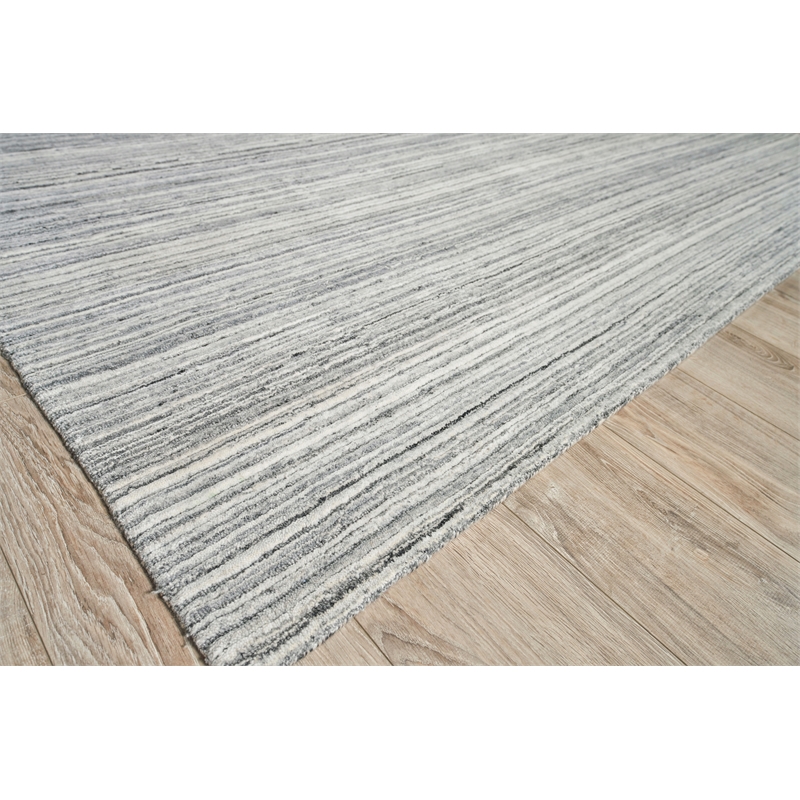 Rossini Handloomed Nylon/Pet Yarn Gray/Light Gray 8'x10' Area Rug