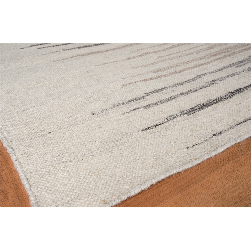Scandinavian Handloomed New Zealand Wool Ivory/Blue/Gray 5'x8' Area Rug