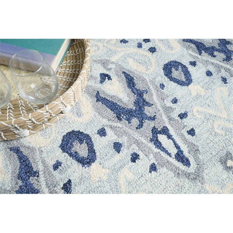 Sarasota Hand-Tufted New Zealand Wool Light Blue/Gray 12'x15' Area Rug
