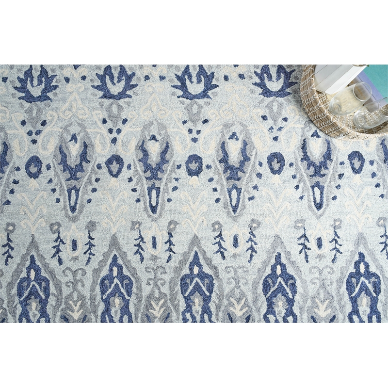 Sarasota Hand-Tufted New Zealand Wool Light Blue/Gray 5'x8' Area Rug
