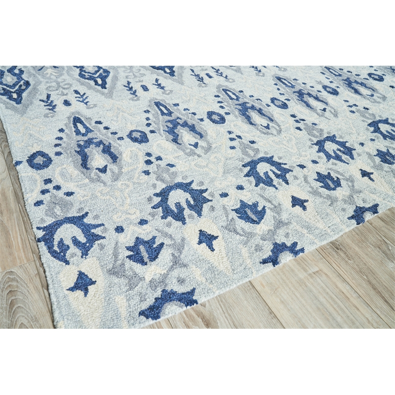 Sarasota Hand-Tufted New Zealand Wool Light Blue/Gray 9'x12' Area Rug