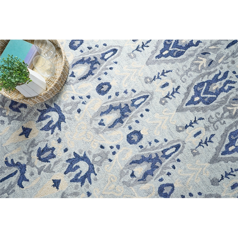 Sarasota Hand-Tufted New Zealand Wool Light Blue/Gray 9'x12' Area Rug