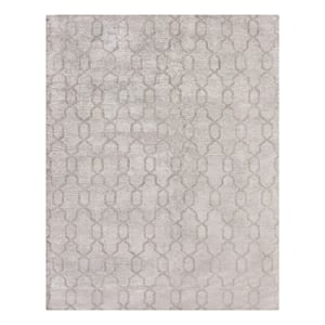 Samara Handloomed Bamboo Silk Light Silver 10'x14' Area Rug
