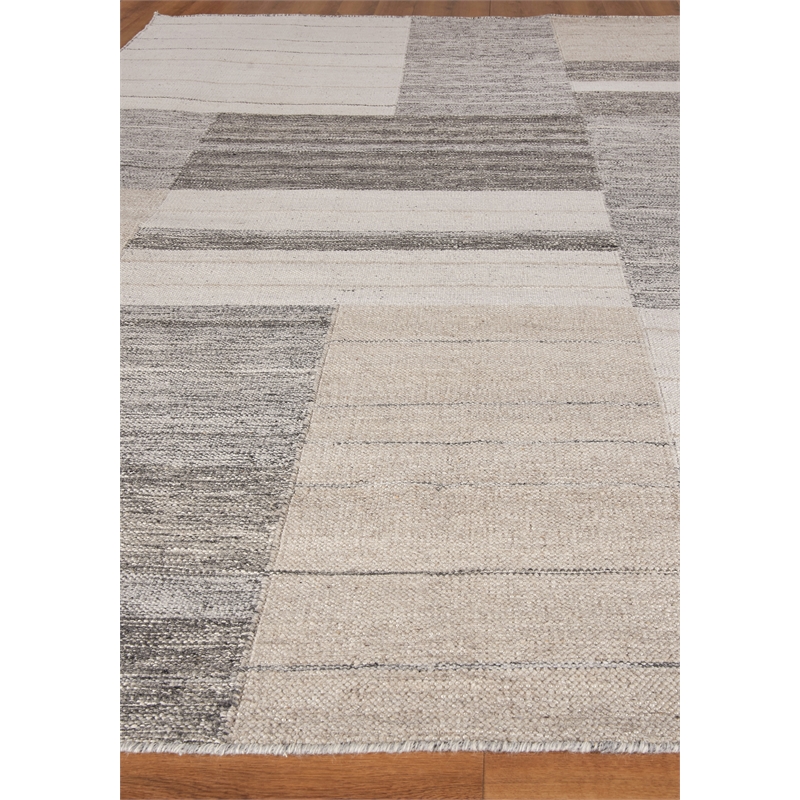 Scandinavian Handloomed New Zealand Wool Ivory/Blue/Gray 5'x8' Area Rug