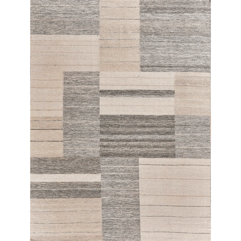 Scandinavian Handloomed New Zealand Wool Ivory/Blue/Gray 5'x8' Area Rug