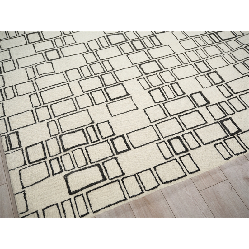 Soho Hand-Tufted New Zealand Wool Ivory/Black 4'x6' Area Rug