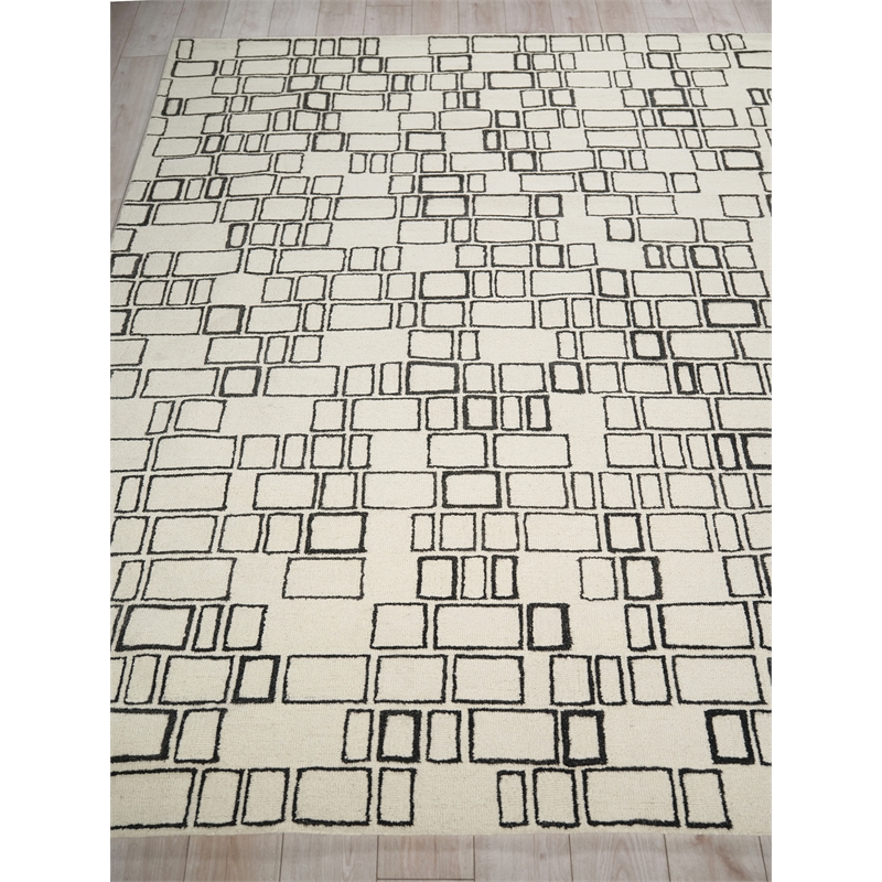 Soho Hand-Tufted New Zealand Wool Ivory/Black 4'x6' Area Rug