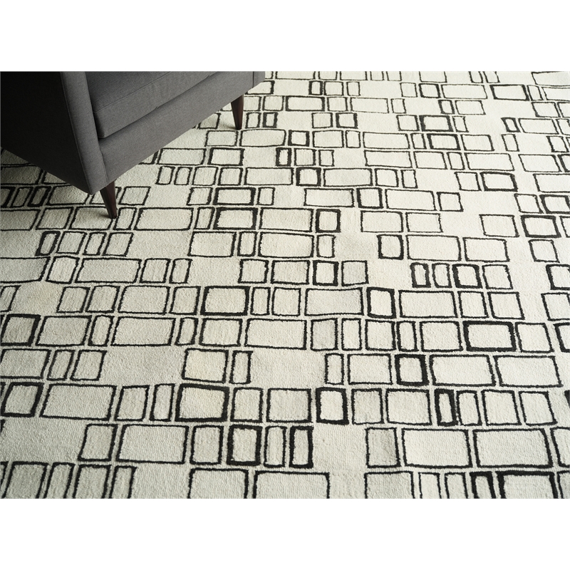 Soho Hand-Tufted New Zealand Wool Ivory/Black 4'x6' Area Rug