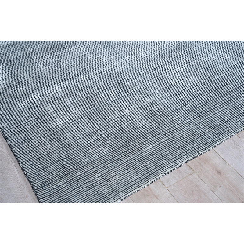 Serena Handloomed Nylon/Bamboo Silk Black 8'x10' Area Rug