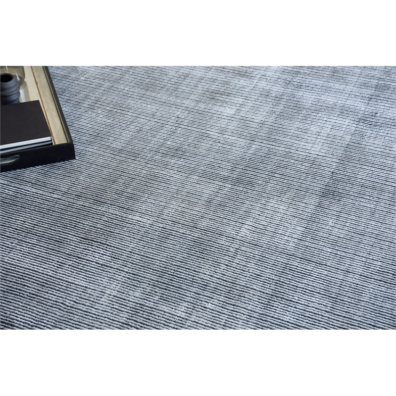 Serena Handloomed Nylon/Bamboo Silk Black 8'x10' Area Rug