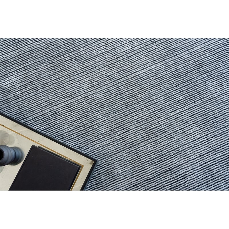 Serena Handloomed Nylon/Bamboo Silk Black 8'x10' Area Rug
