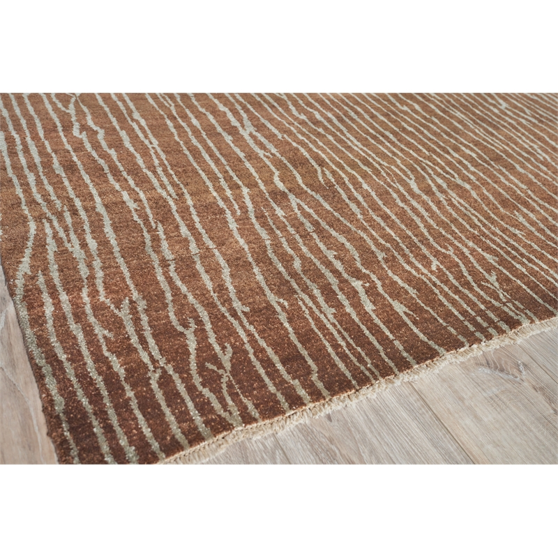 Soho Hand-Knotted New Zealand Wool Brown 9'x10' Area Rug
