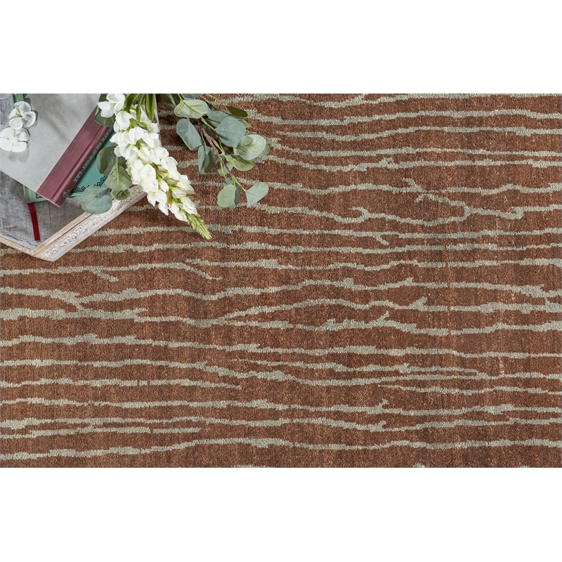 Soho Hand-Knotted New Zealand Wool Brown 9'x12' Area Rug