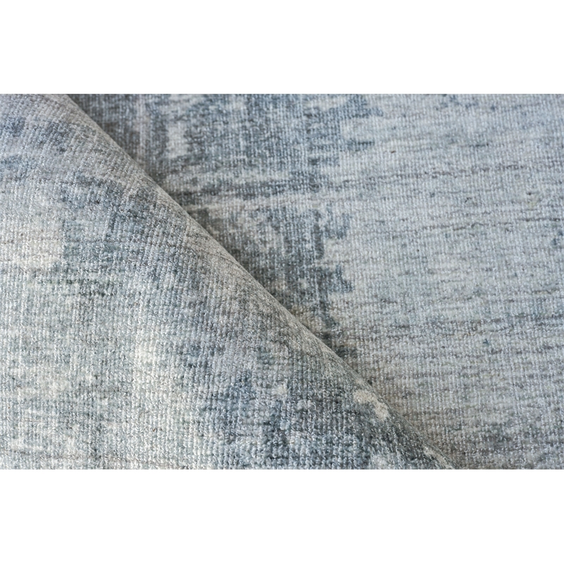 Stone Wash Gazni Handloomed Wool/Bamboo Silk Blue 6'x9' Area Rug