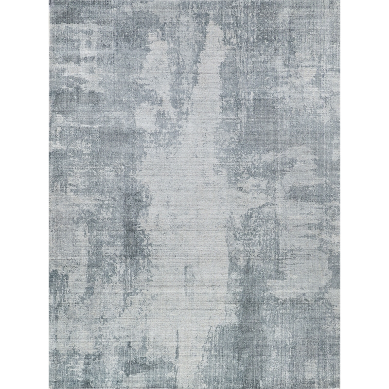 Stone Wash Gazni Handloomed Wool/Bamboo Silk Blue 6'x9' Area Rug
