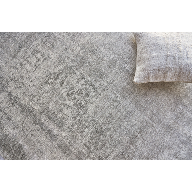 Stone Wash Gazni Handloomed Wool/Bamboo Silk Gray/Taupe 14'x18' Area Rug