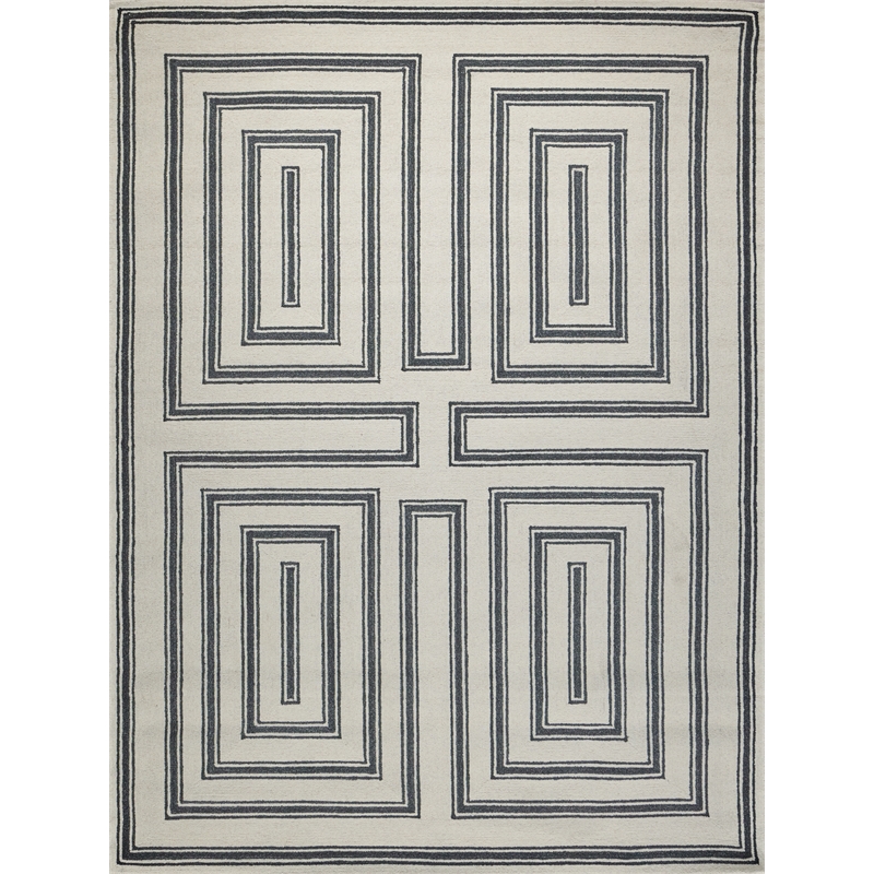 Studio Hand-Tufted New Zealand Wool Ivory/Black 6'x9' Area Rug