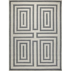 Studio Hand-Tufted New Zealand Wool Ivory/Black 9'x12' Area Rug