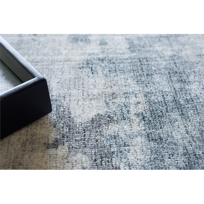 Sky Handloomed Wool/Bamboo Silk Gray/Blue 12'x15' Area Rug