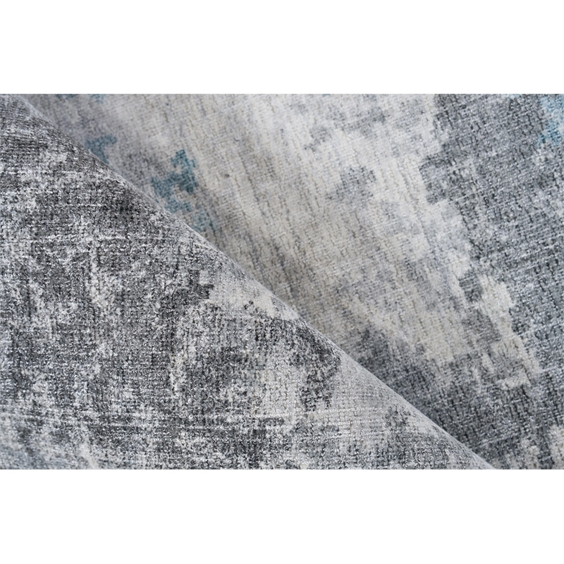 Sky Handloomed Wool/Bamboo Silk Gray/Blue 14'x18' Area Rug