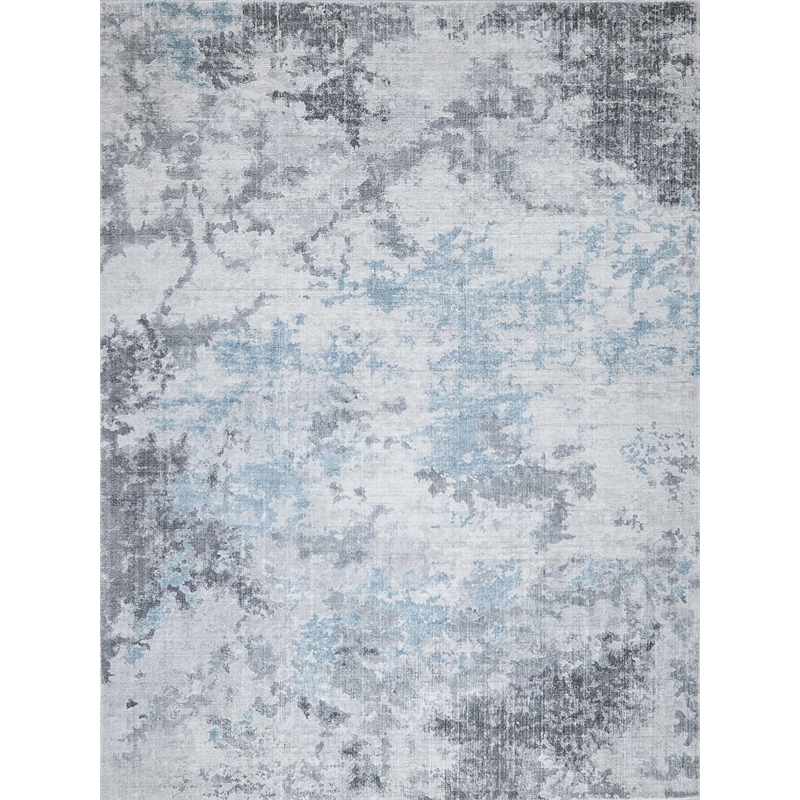 Sky Handloomed Wool/Bamboo Silk Gray/Blue 14'x18' Area Rug