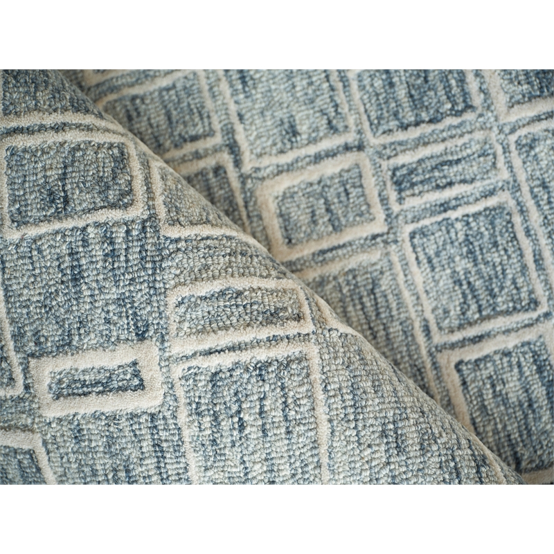 Soho Hand-Tufted New Zealand Wool Blue/Ivory 8'x10' Area Rug