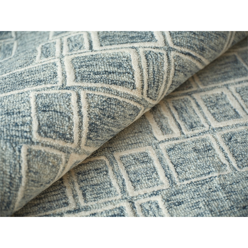 Soho Hand-Tufted New Zealand Wool Blue/Ivory 8'x10' Area Rug