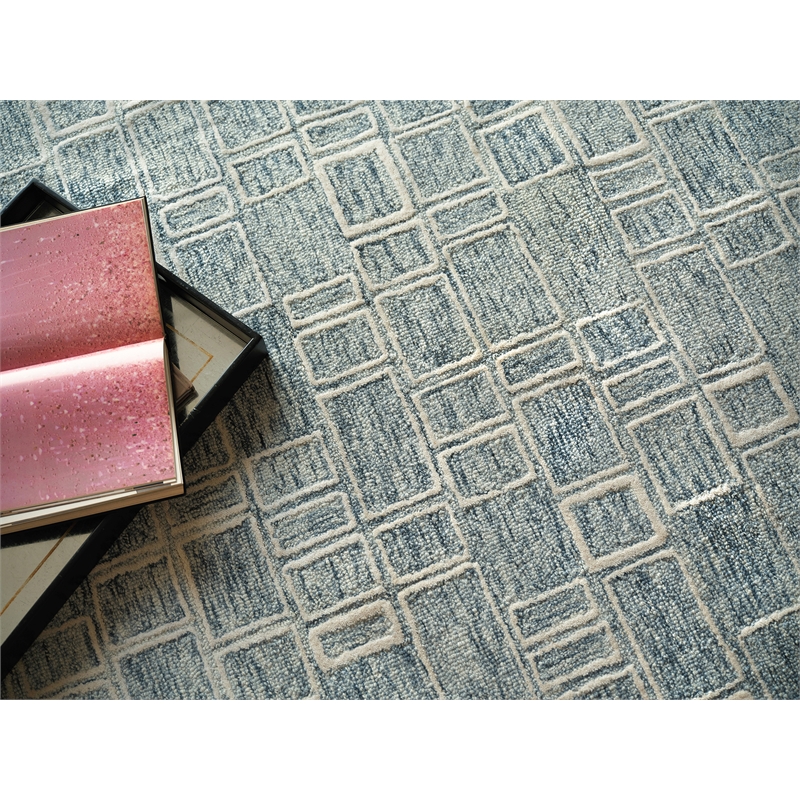 Soho Hand-Tufted New Zealand Wool Blue/Ivory 8'x10' Area Rug