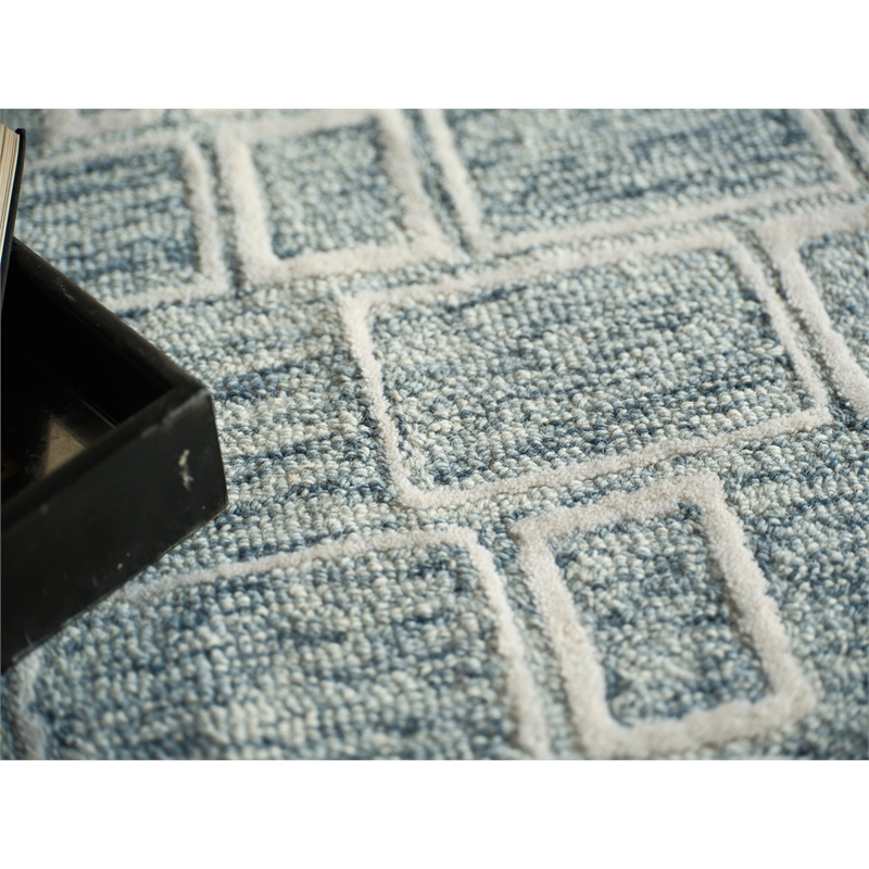 Soho Hand-Tufted New Zealand Wool Blue/Ivory 8'x10' Area Rug