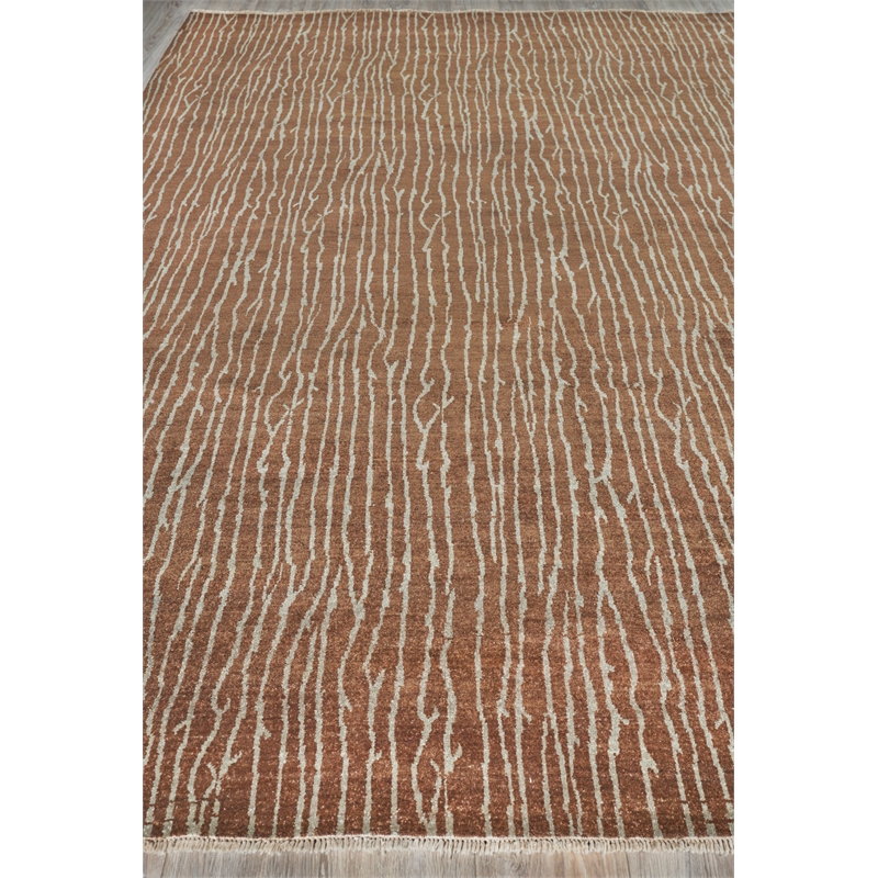 Soho Hand-Knotted New Zealand Wool Brown 6'x9' Area Rug